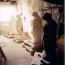 St Andrews Holborn Memorial, City of London Cemetery: Carving of statues in workshop, 2004 (for Stonewest Ltd)