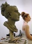 Portrait commission for a a Bulgarian dancer, in terracotta