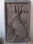 Hare woodland series clay for interior decorative plaster panel Private commission.