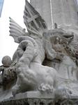 The Monument to the Great Fire of London. Detail of City Dragon showing new  carved wing.